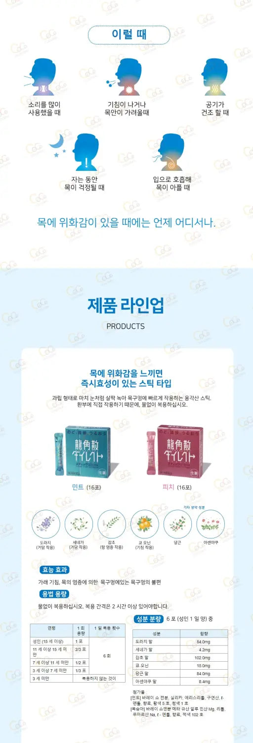 용각산 다이렉트 정제형 망고/스틱 민트/스틱 피치
