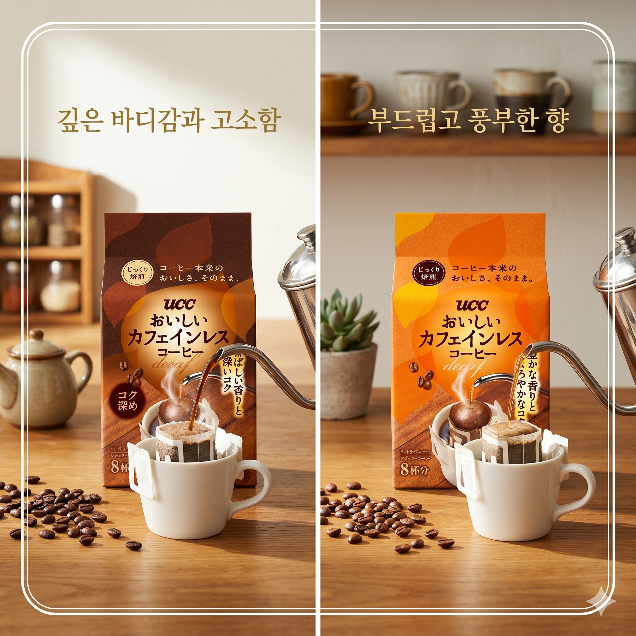 UCC 디카페인 드립커피 보통맛/깊은맛 2종