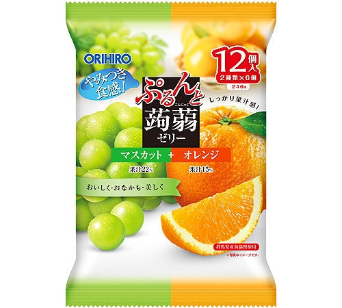 Orihiro Purunto Konjac Jelly Shine Muscat and Orange, 12 pieces