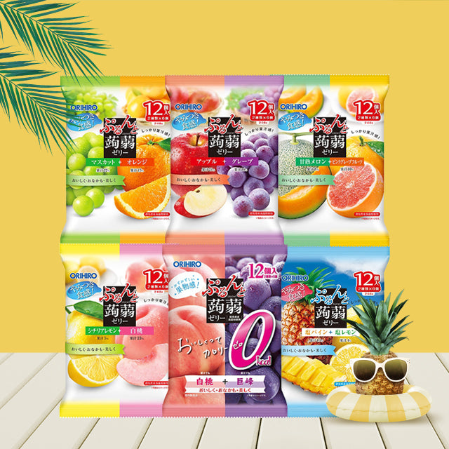 Assorted Orihiro Purunto Konjac Jelly pouch flavours